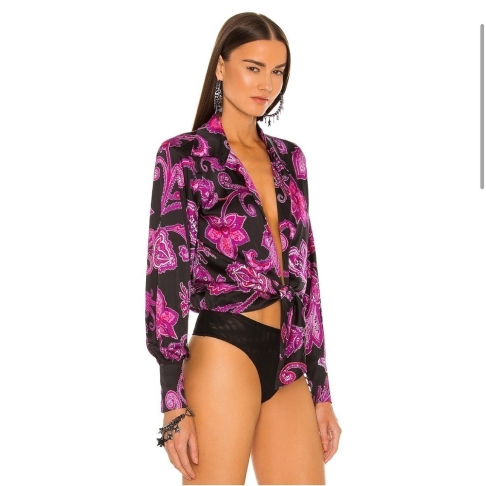 New! DUNDAS x REVOLVE Delirium Bodysuit in Black Purple & Pink 💗 sz Small NWT - Picture 3 of 5
